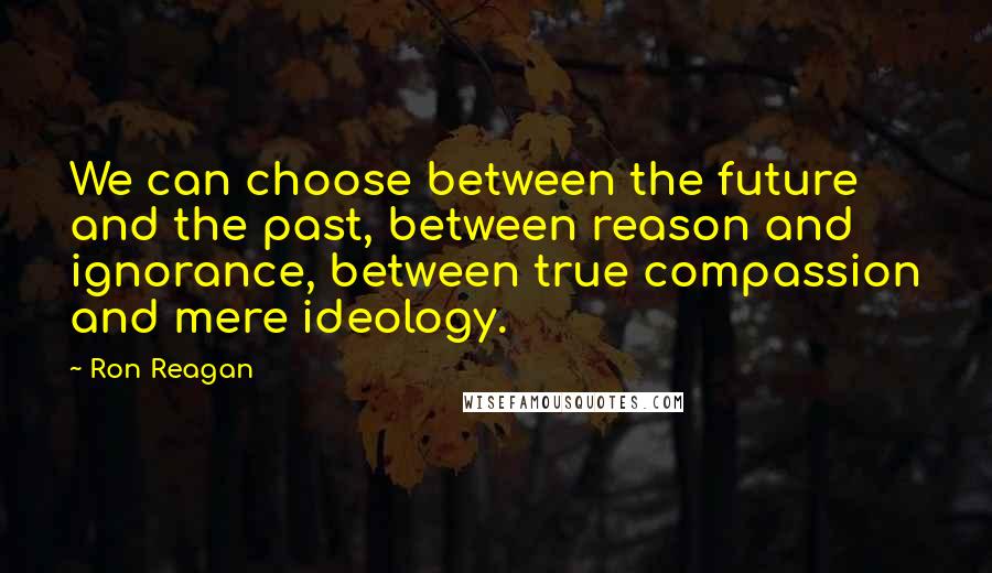 Ron Reagan Quotes: We can choose between the future and the past, between reason and ignorance, between true compassion and mere ideology.