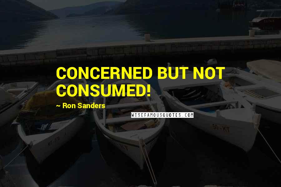 Ron Sanders Quotes: CONCERNED BUT NOT CONSUMED!