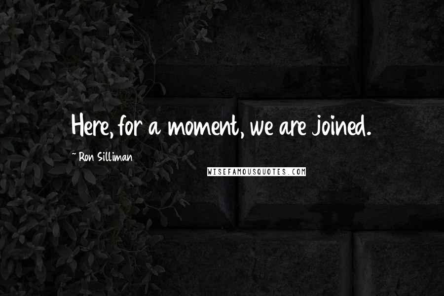 Ron Silliman Quotes: Here, for a moment, we are joined.