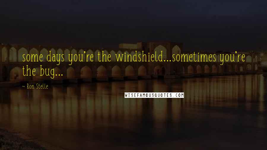 Ron Stelle Quotes: some days you're the windshield...sometimes you're the bug...