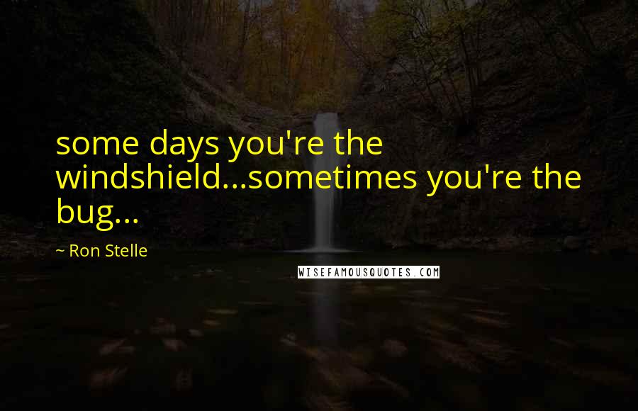 Ron Stelle Quotes: some days you're the windshield...sometimes you're the bug...