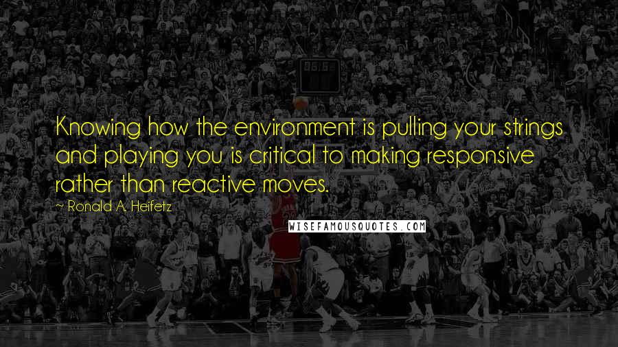 Ronald A. Heifetz Quotes: Knowing how the environment is pulling your strings and playing you is critical to making responsive rather than reactive moves.