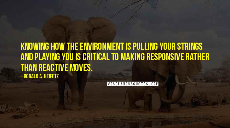 Ronald A. Heifetz Quotes: Knowing how the environment is pulling your strings and playing you is critical to making responsive rather than reactive moves.