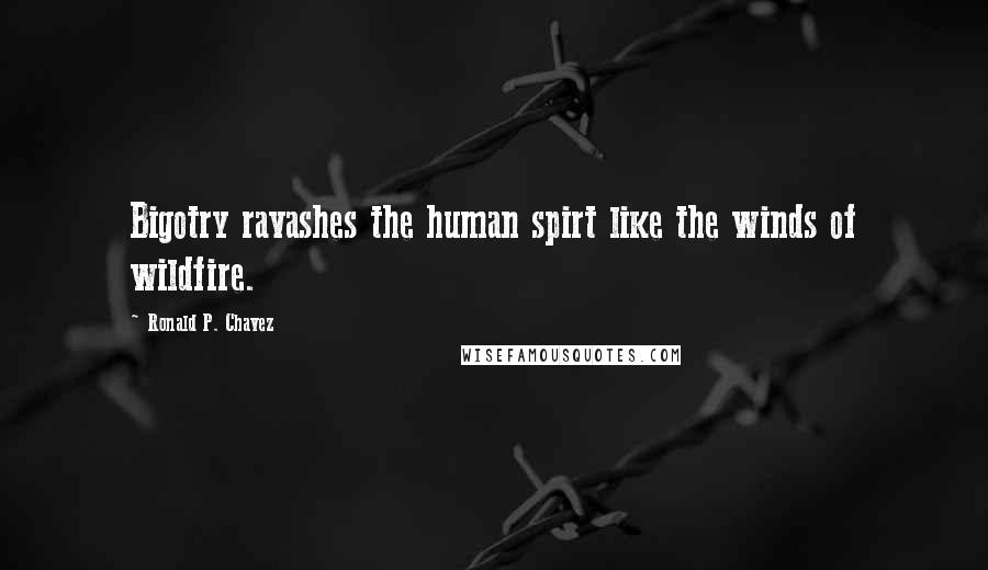 Ronald P. Chavez Quotes: Bigotry ravashes the human spirt like the winds of wildfire.