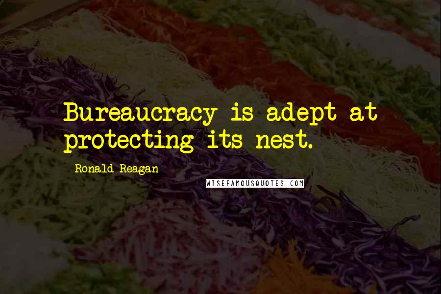 Ronald Reagan Quotes: Bureaucracy is adept at protecting its nest.