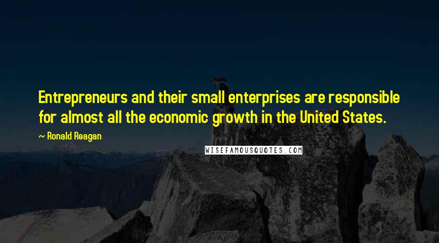 Ronald Reagan Quotes: Entrepreneurs and their small enterprises are responsible for almost all the economic growth in the United States.