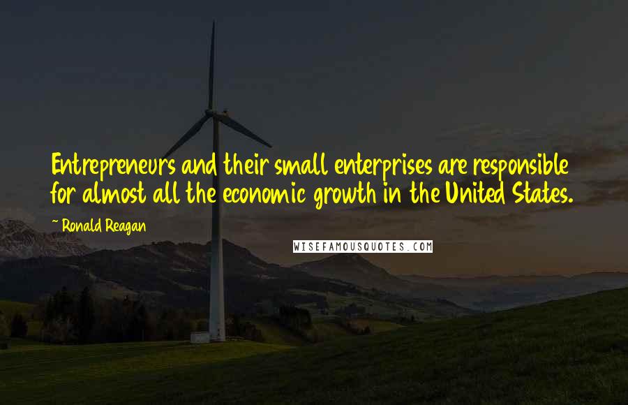 Ronald Reagan Quotes: Entrepreneurs and their small enterprises are responsible for almost all the economic growth in the United States.