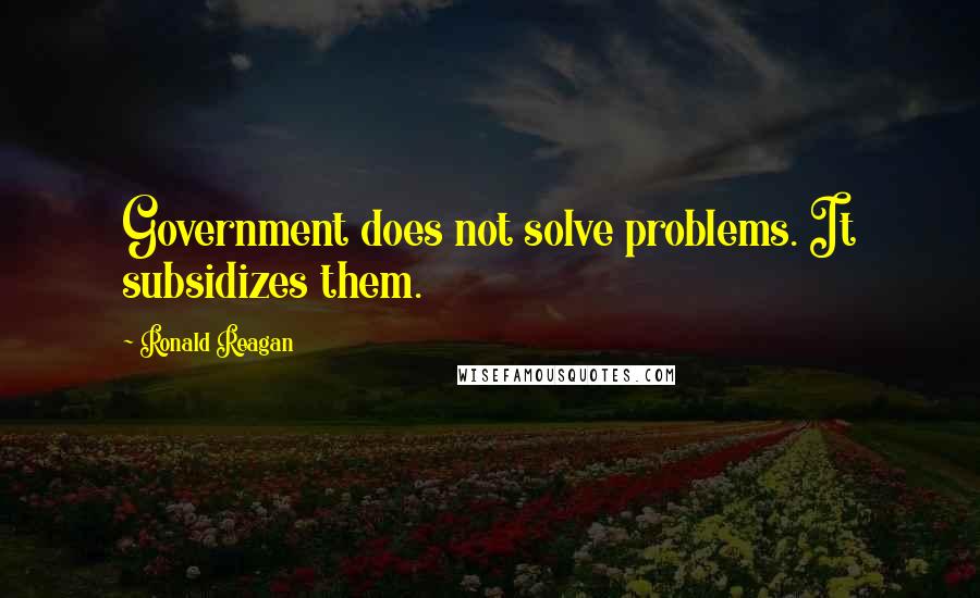 Ronald Reagan Quotes: Government does not solve problems. It subsidizes them.