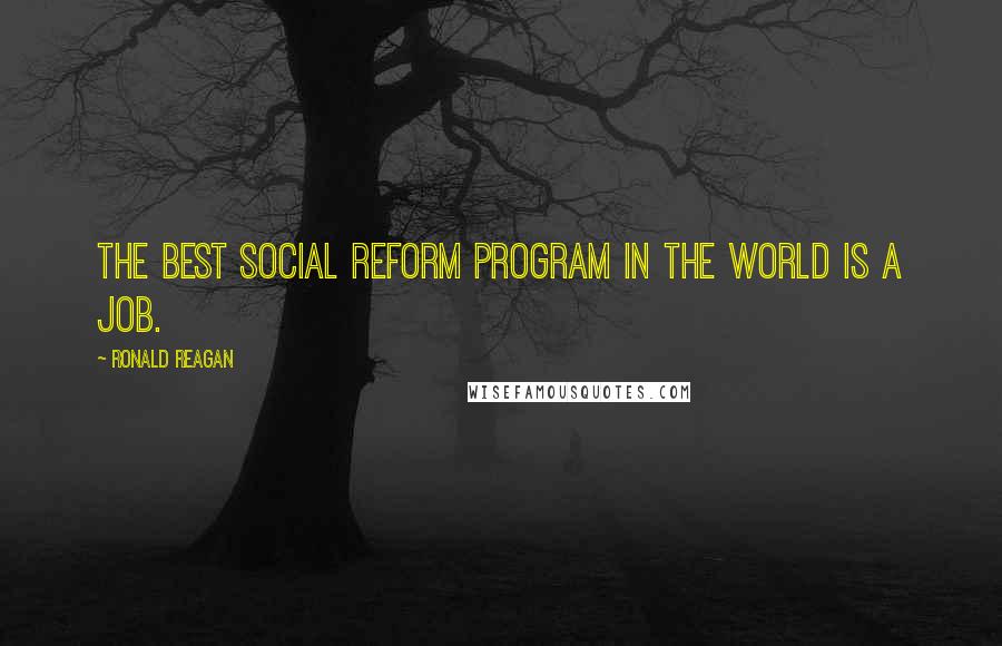 Ronald Reagan Quotes: The best social reform program in the world is a job.