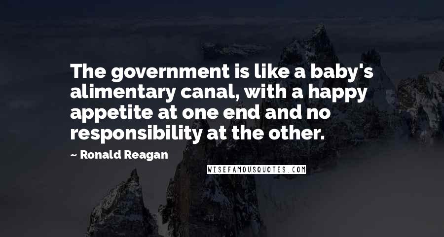 Ronald Reagan Quotes: The government is like a baby's alimentary canal, with a happy appetite at one end and no responsibility at the other.