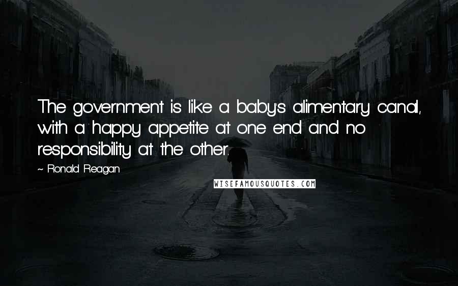 Ronald Reagan Quotes: The government is like a baby's alimentary canal, with a happy appetite at one end and no responsibility at the other.