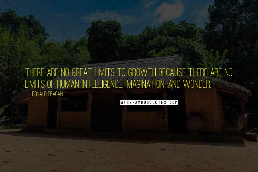 Ronald Reagan Quotes: There are no great limits to growth because there are no limits of human intelligence, imagination, and wonder.