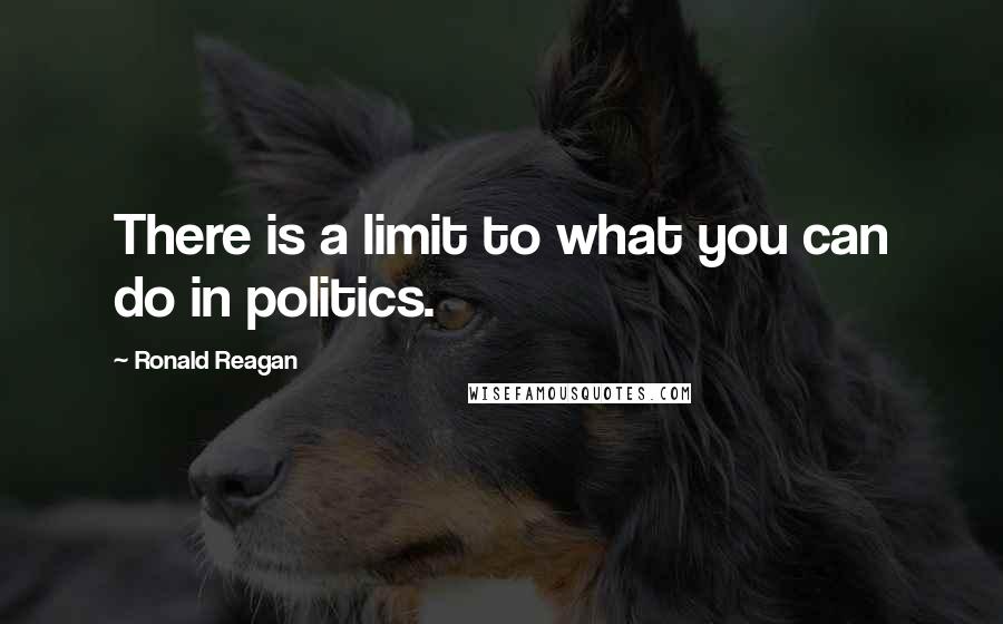 Ronald Reagan Quotes: There is a limit to what you can do in politics.