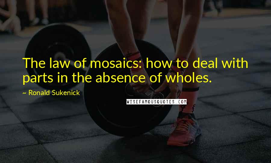 Ronald Sukenick Quotes: The law of mosaics: how to deal with parts in the absence of wholes.