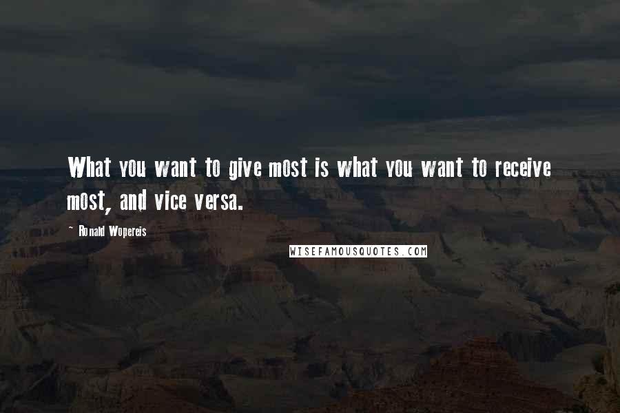 Ronald Wopereis Quotes: What you want to give most is what you want to receive most, and vice versa.