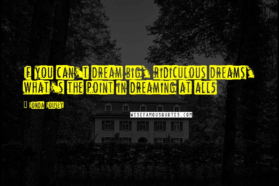 Ronda Rousey Quotes: If you can't dream big, ridiculous dreams, what's the point in dreaming at all?