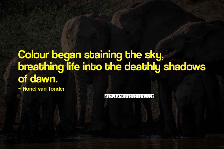 Ronel Van Tonder Quotes: Colour began staining the sky, breathing life into the deathly shadows of dawn.