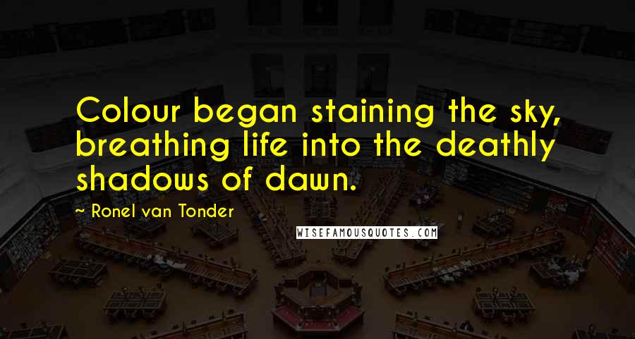 Ronel Van Tonder Quotes: Colour began staining the sky, breathing life into the deathly shadows of dawn.