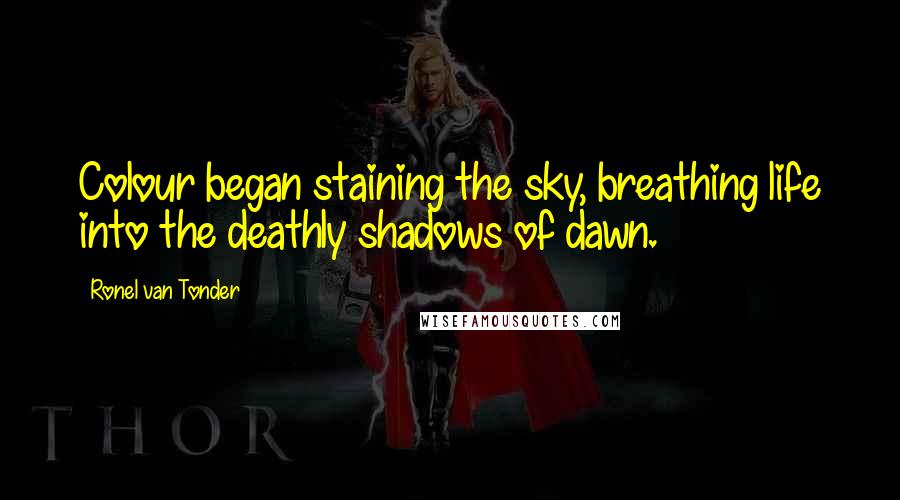 Ronel Van Tonder Quotes: Colour began staining the sky, breathing life into the deathly shadows of dawn.