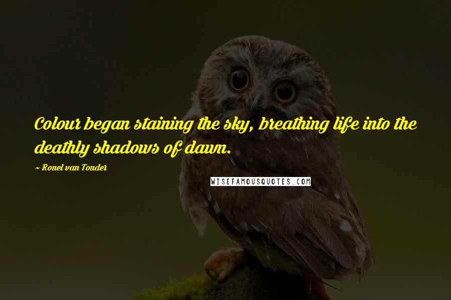 Ronel Van Tonder Quotes: Colour began staining the sky, breathing life into the deathly shadows of dawn.