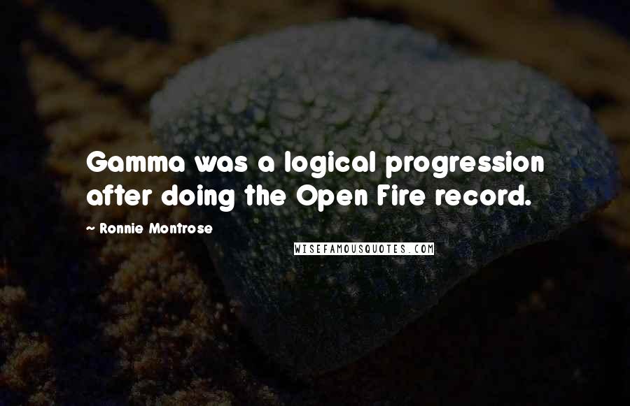 Ronnie Montrose Quotes: Gamma was a logical progression after doing the Open Fire record.