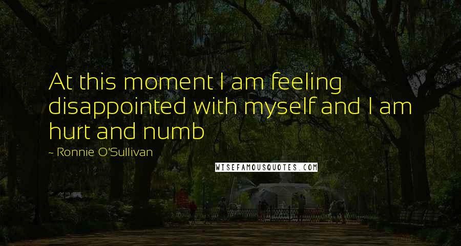 Ronnie O'Sullivan Quotes: At this moment I am feeling disappointed with myself and I am hurt and numb
