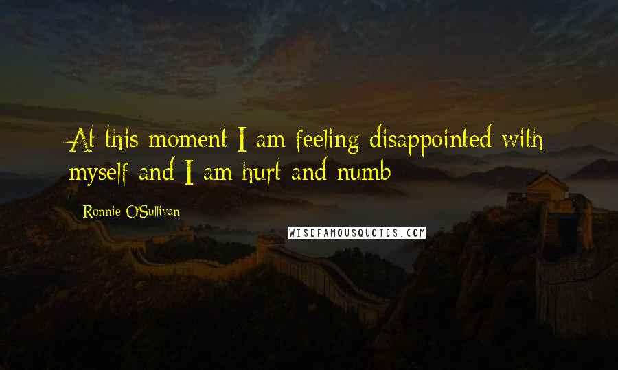 Ronnie O'Sullivan Quotes: At this moment I am feeling disappointed with myself and I am hurt and numb