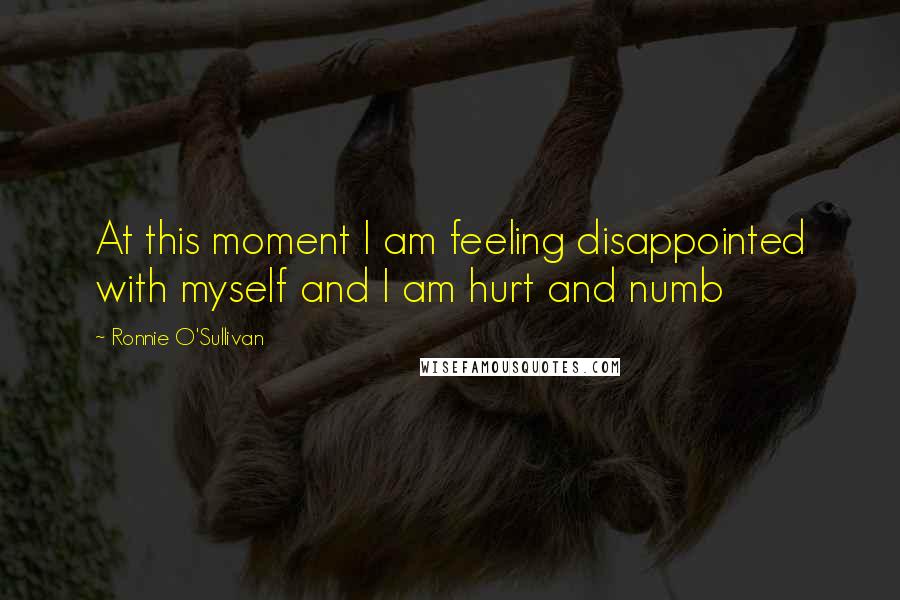 Ronnie O'Sullivan Quotes: At this moment I am feeling disappointed with myself and I am hurt and numb