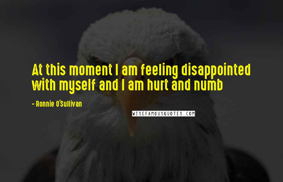 Ronnie O'Sullivan Quotes: At this moment I am feeling disappointed with myself and I am hurt and numb