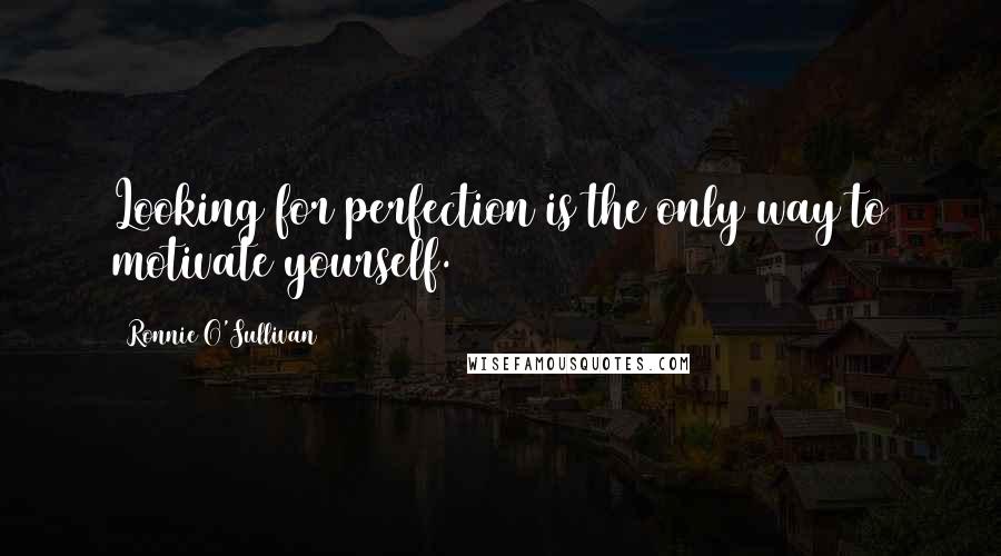 Ronnie O'Sullivan Quotes: Looking for perfection is the only way to motivate yourself.