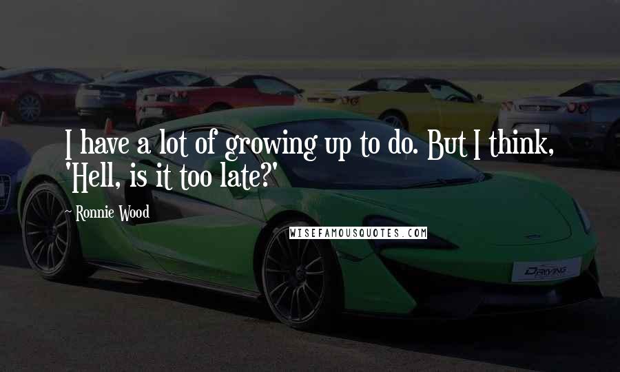 Ronnie Wood Quotes: I have a lot of growing up to do. But I think, 'Hell, is it too late?'