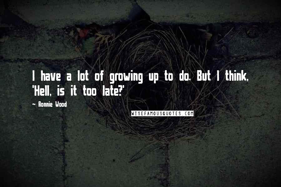 Ronnie Wood Quotes: I have a lot of growing up to do. But I think, 'Hell, is it too late?'