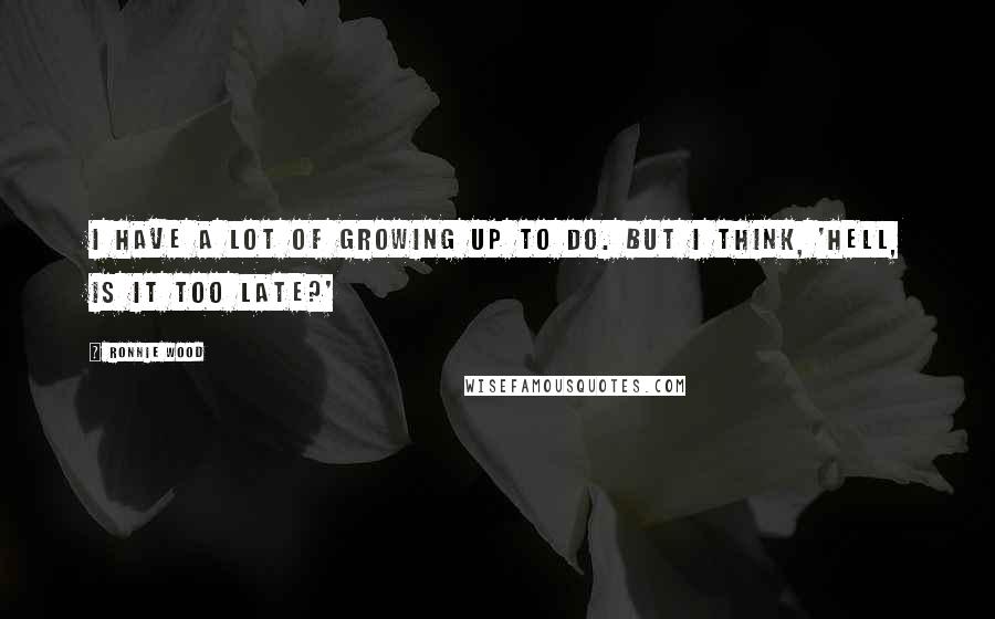 Ronnie Wood Quotes: I have a lot of growing up to do. But I think, 'Hell, is it too late?'