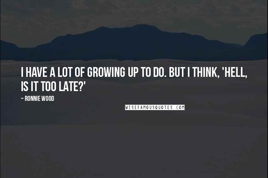 Ronnie Wood Quotes: I have a lot of growing up to do. But I think, 'Hell, is it too late?'