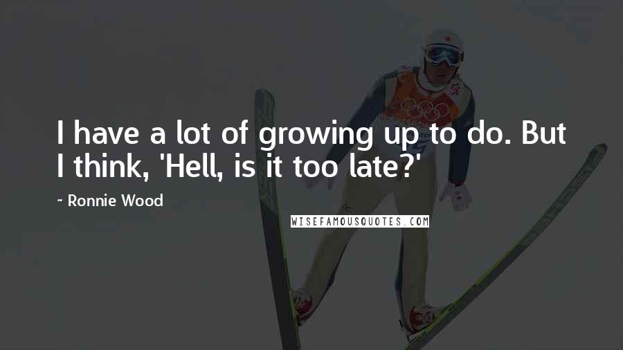 Ronnie Wood Quotes: I have a lot of growing up to do. But I think, 'Hell, is it too late?'