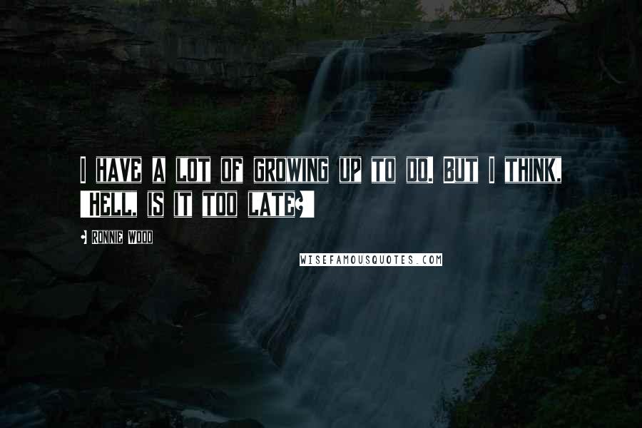 Ronnie Wood Quotes: I have a lot of growing up to do. But I think, 'Hell, is it too late?'