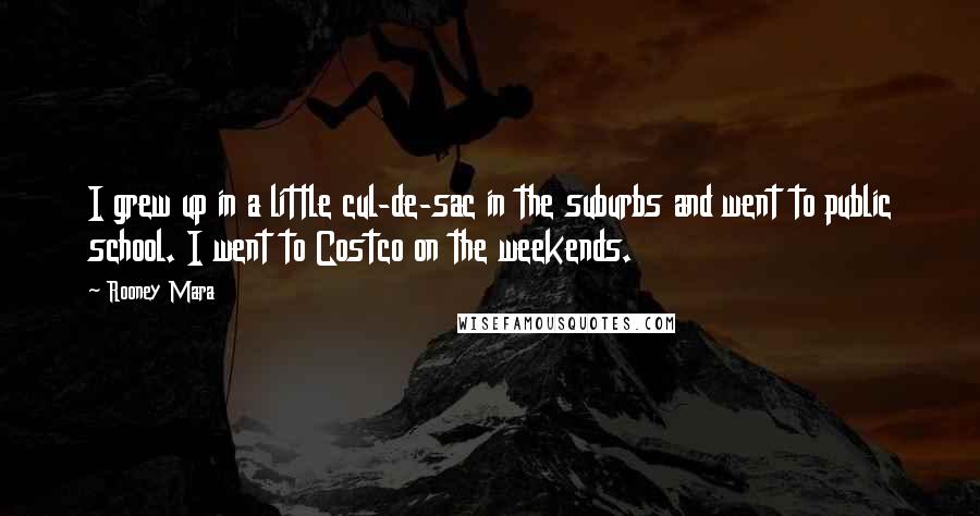 Rooney Mara Quotes: I grew up in a little cul-de-sac in the suburbs and went to public school. I went to Costco on the weekends.