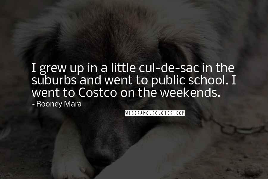 Rooney Mara Quotes: I grew up in a little cul-de-sac in the suburbs and went to public school. I went to Costco on the weekends.