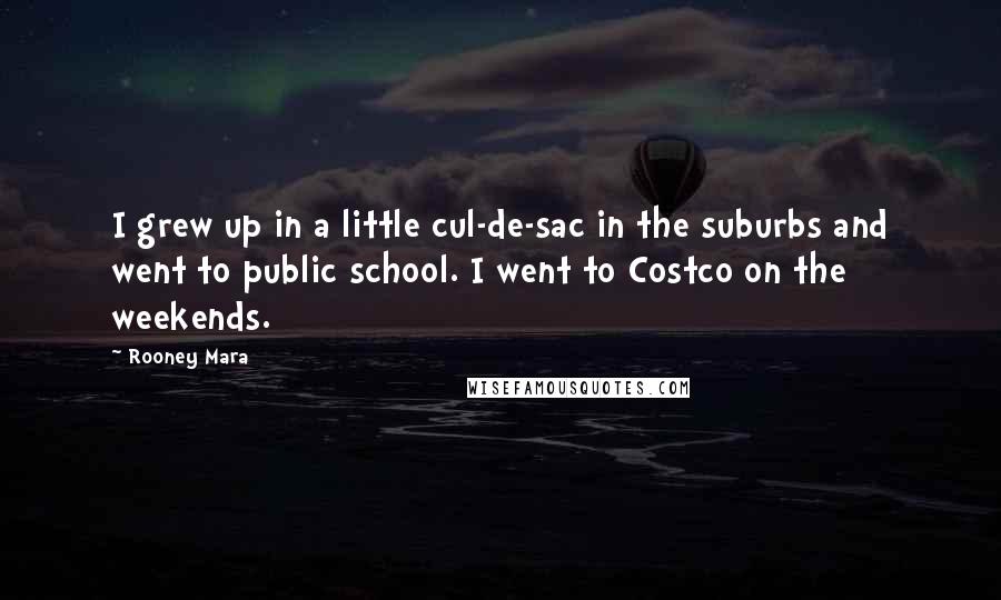 Rooney Mara Quotes: I grew up in a little cul-de-sac in the suburbs and went to public school. I went to Costco on the weekends.