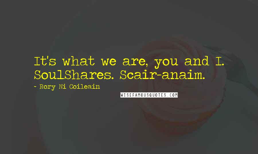Rory Ni Coileain Quotes: It's what we are, you and I. SoulShares. Scair-anaim.