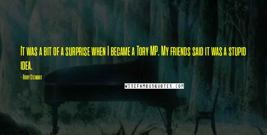 Rory Stewart Quotes: It was a bit of a surprise when I became a Tory MP. My friends said it was a stupid idea.