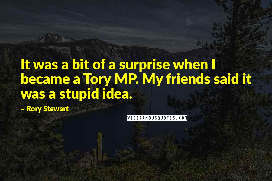 Rory Stewart Quotes: It was a bit of a surprise when I became a Tory MP. My friends said it was a stupid idea.