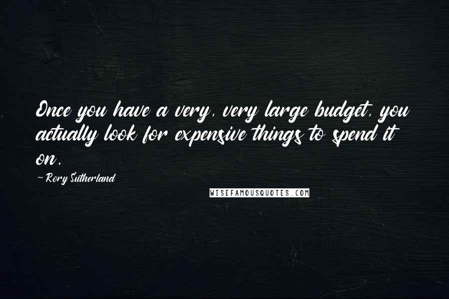 Rory Sutherland Quotes: Once you have a very, very large budget, you actually look for expensive things to spend it on.