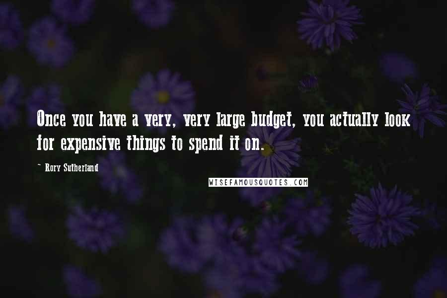 Rory Sutherland Quotes: Once you have a very, very large budget, you actually look for expensive things to spend it on.