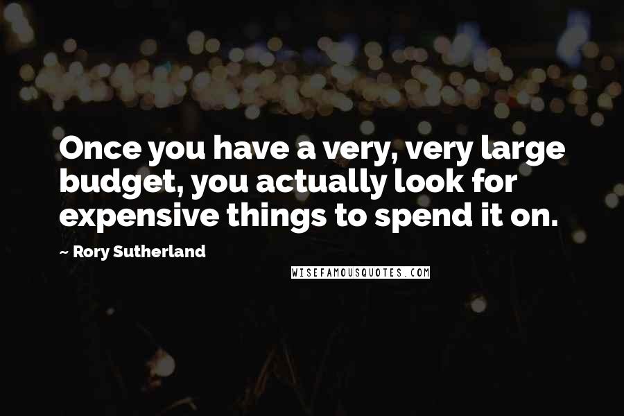 Rory Sutherland Quotes: Once you have a very, very large budget, you actually look for expensive things to spend it on.