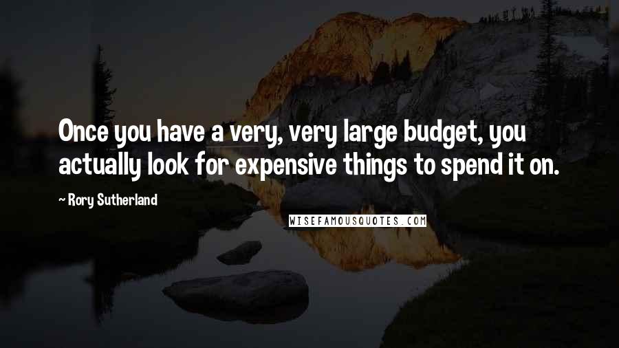 Rory Sutherland Quotes: Once you have a very, very large budget, you actually look for expensive things to spend it on.