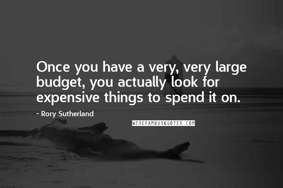 Rory Sutherland Quotes: Once you have a very, very large budget, you actually look for expensive things to spend it on.