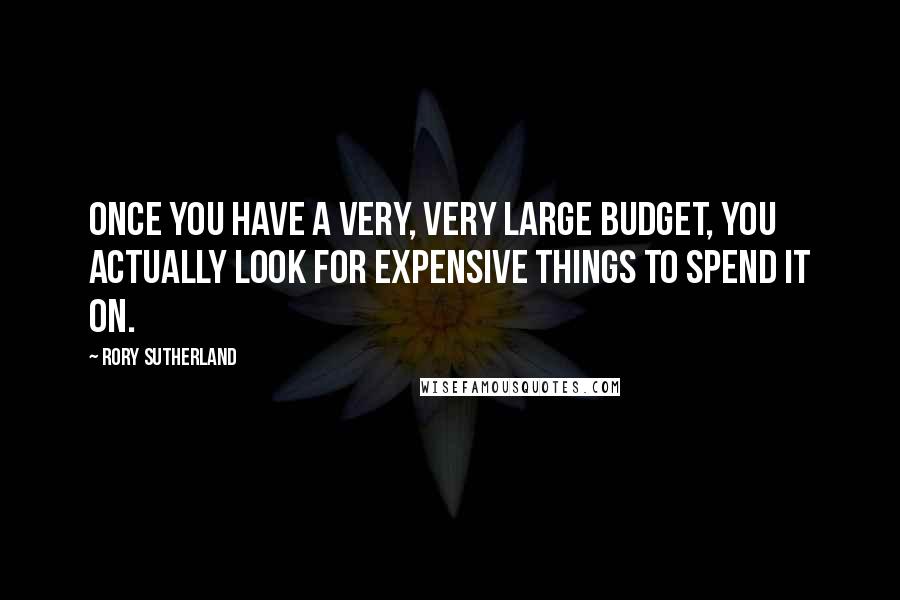 Rory Sutherland Quotes: Once you have a very, very large budget, you actually look for expensive things to spend it on.