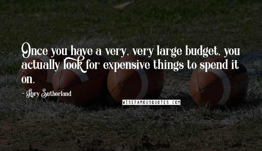 Rory Sutherland Quotes: Once you have a very, very large budget, you actually look for expensive things to spend it on.