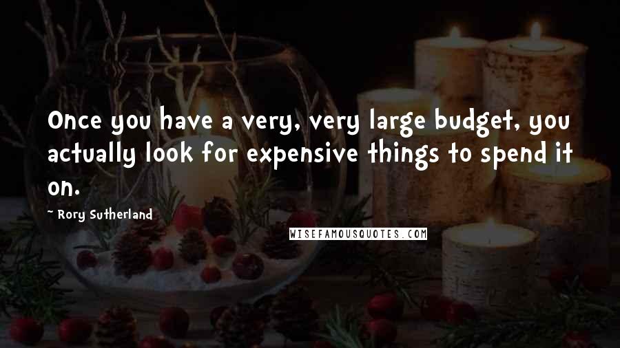 Rory Sutherland Quotes: Once you have a very, very large budget, you actually look for expensive things to spend it on.